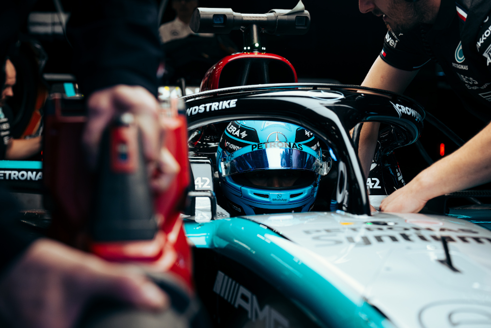 Driver, team and racecar of the Formula 1 Mercedes team.
